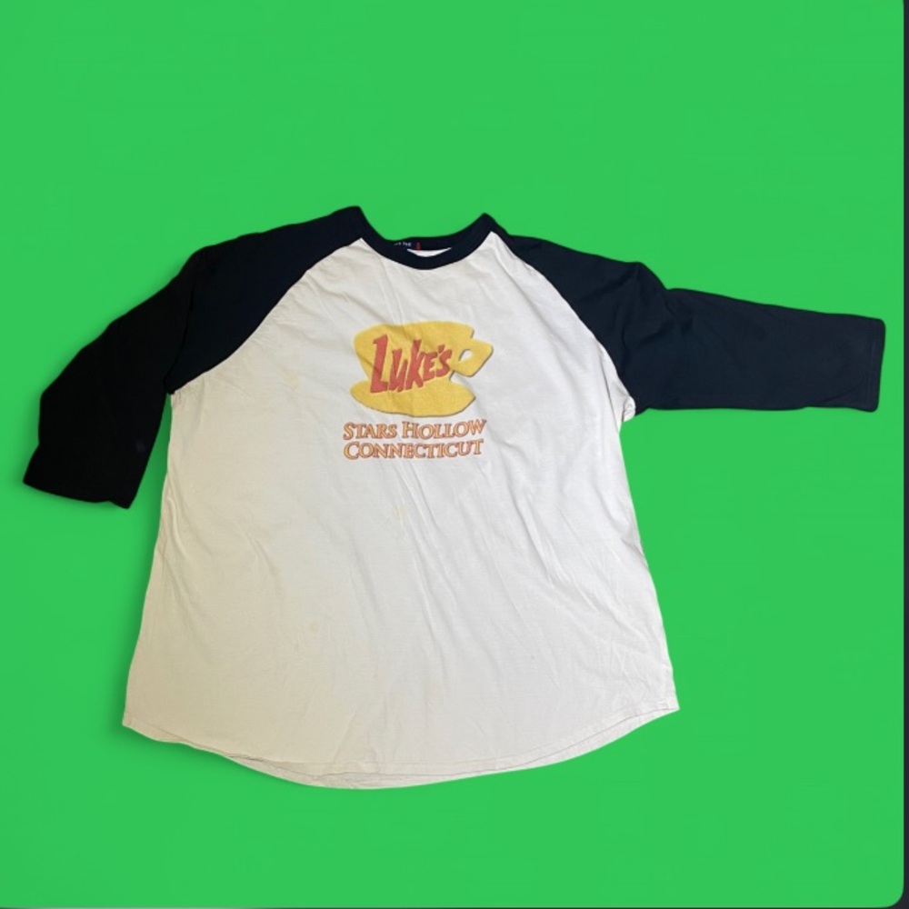 Gilmore Girls Luke's Diner Coffee Shop Logo 100% Cotton Raglan Baseball Tee 2XL